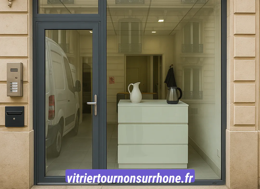 Façade vitrine de magasin en aluminium sur mesure à Tournon-sur-Rhône